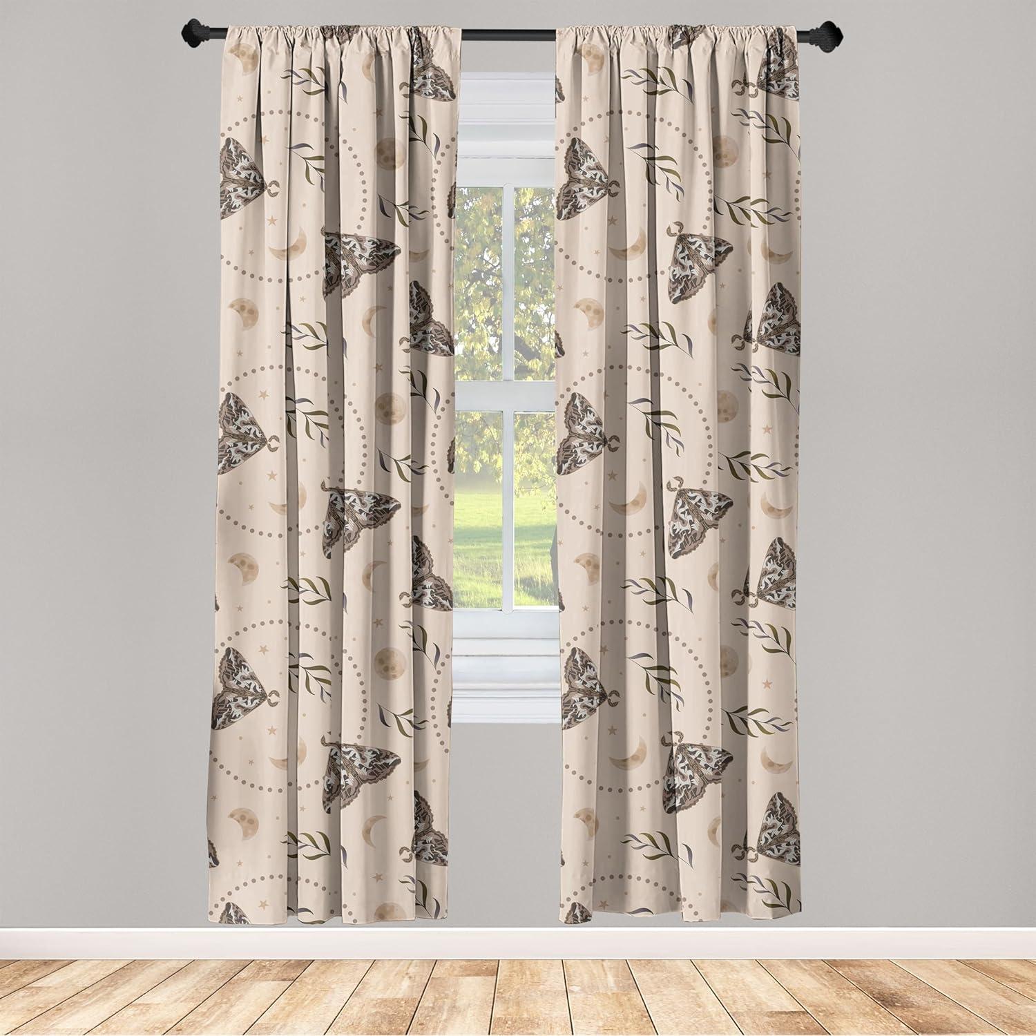 imageAmbesonne Nature Themed Curtains Modern Pattern of Tropical Atmosphere Neutral Leaves and Bumblebee Window Treatments 2 Panel Set for Living Room Bedroom Pair of 28 x 84 Purpleblue Sand BrownPale Mustard Chocolate