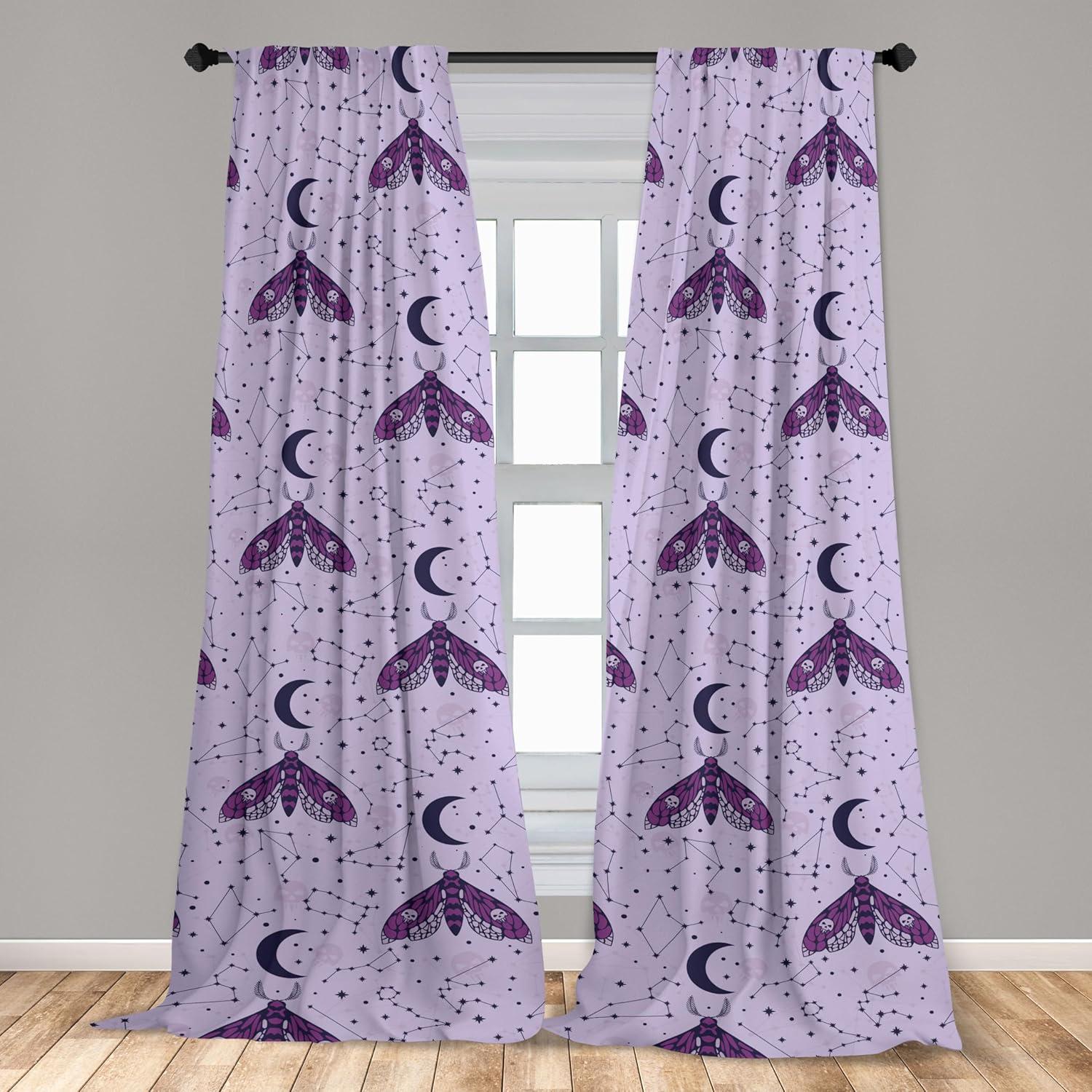 imageAmbesonne Nature Themed Curtains Modern Pattern of Tropical Atmosphere Neutral Leaves and Bumblebee Window Treatments 2 Panel Set for Living Room Bedroom Pair of 28 x 84 Purpleblue Sand BrownPale Lilac Purple Indigo