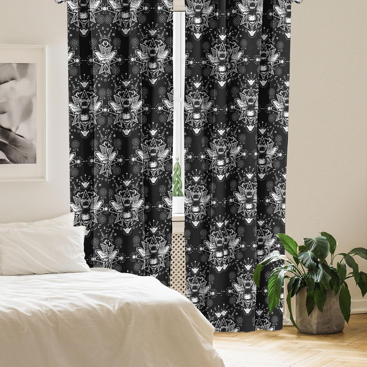 imageAmbesonne Nature Themed Curtains Modern Pattern of Tropical Atmosphere Neutral Leaves and Bumblebee Window Treatments 2 Panel Set for Living Room Bedroom Pair of 28 x 84 Purpleblue Sand BrownCharcoal Grey White