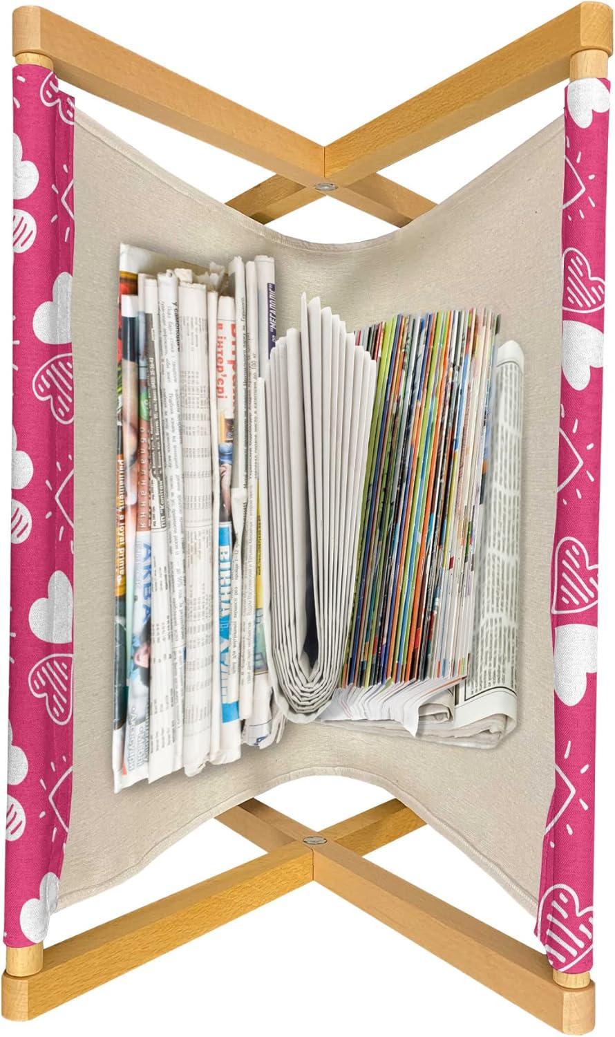 imageAmbesonne Romantic Magazine and Book Holder Continuous Hand Drawn Hearts as Clover Leaves Monochrome Valentines Day Floor Rack Decor for Interior of Home amp Office 22 x 19 Hot Pink and WhiteHot Pink and White