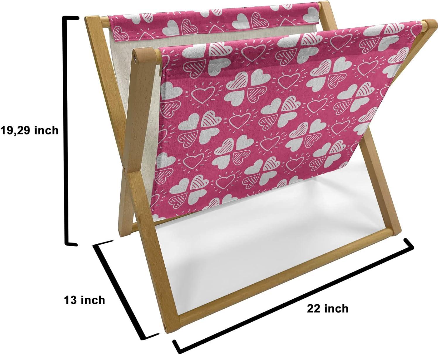 imageAmbesonne Romantic Magazine and Book Holder Continuous Hand Drawn Hearts as Clover Leaves Monochrome Valentines Day Floor Rack Decor for Interior of Home amp Office 22 x 19 Hot Pink and WhiteHot Pink and White