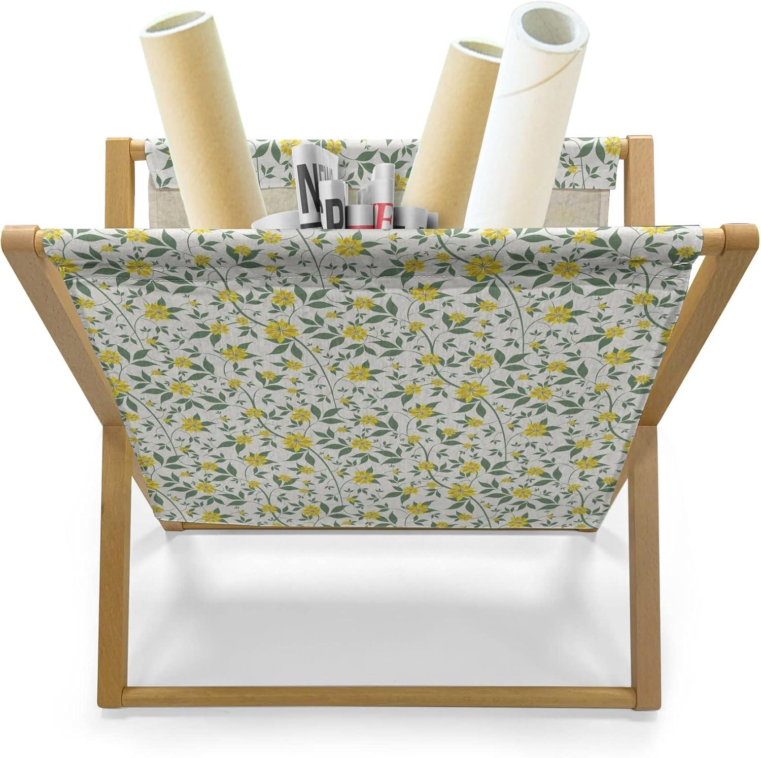 imageAmbesonne Rose Magazine and Book Holder Blossoming Romantic Valentines Day Themed Flowers Feminine Style Blooms Floor Rack Decor for Interior of Home amp Office 22 x 19 Magenta Peach and GreenGreen Yellow and Cream