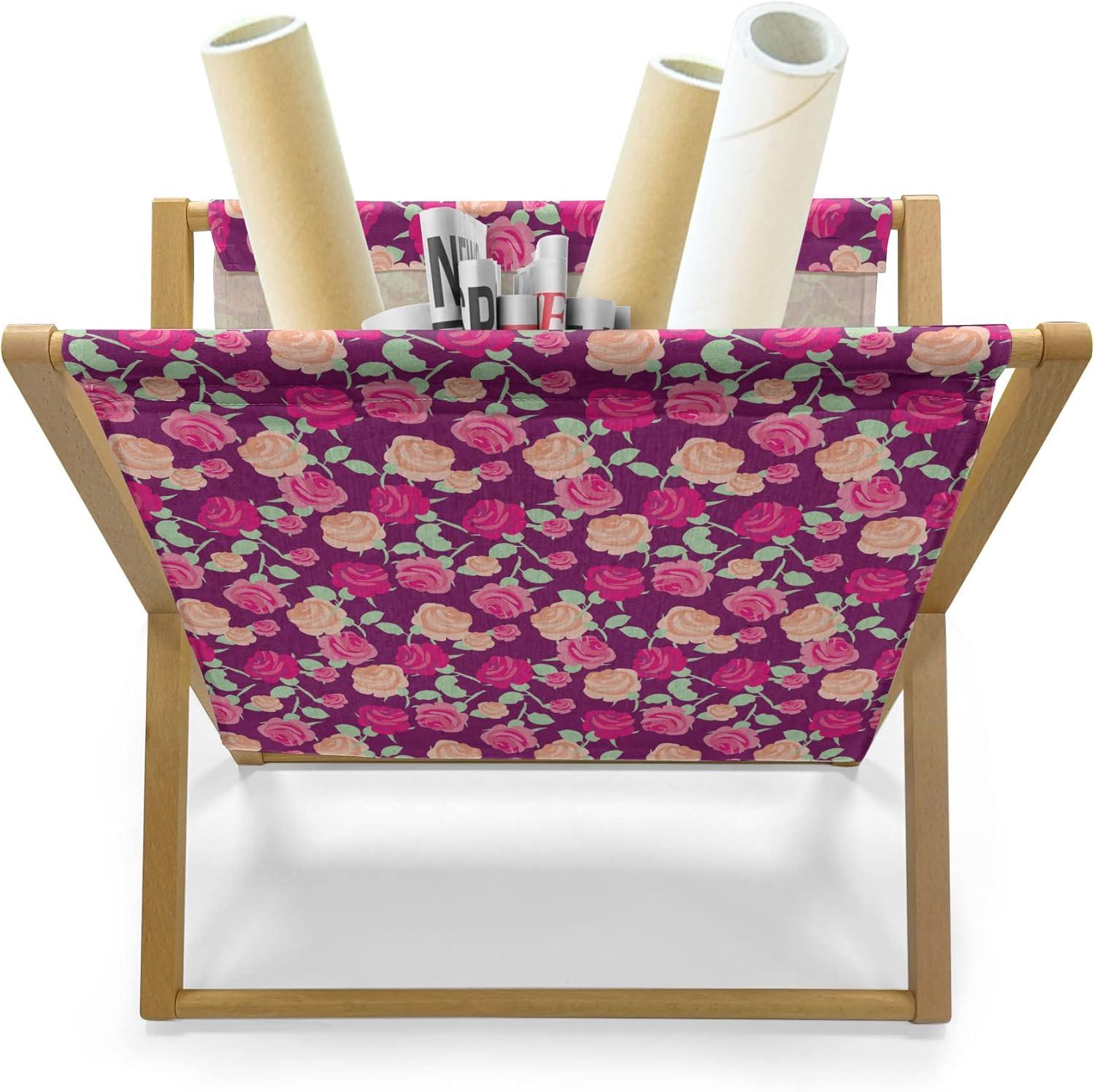 imageAmbesonne Rose Magazine and Book Holder Blossoming Romantic Valentines Day Themed Flowers Feminine Style Blooms Floor Rack Decor for Interior of Home amp Office 22 x 19 Magenta Peach and GreenMagenta Peach and Green