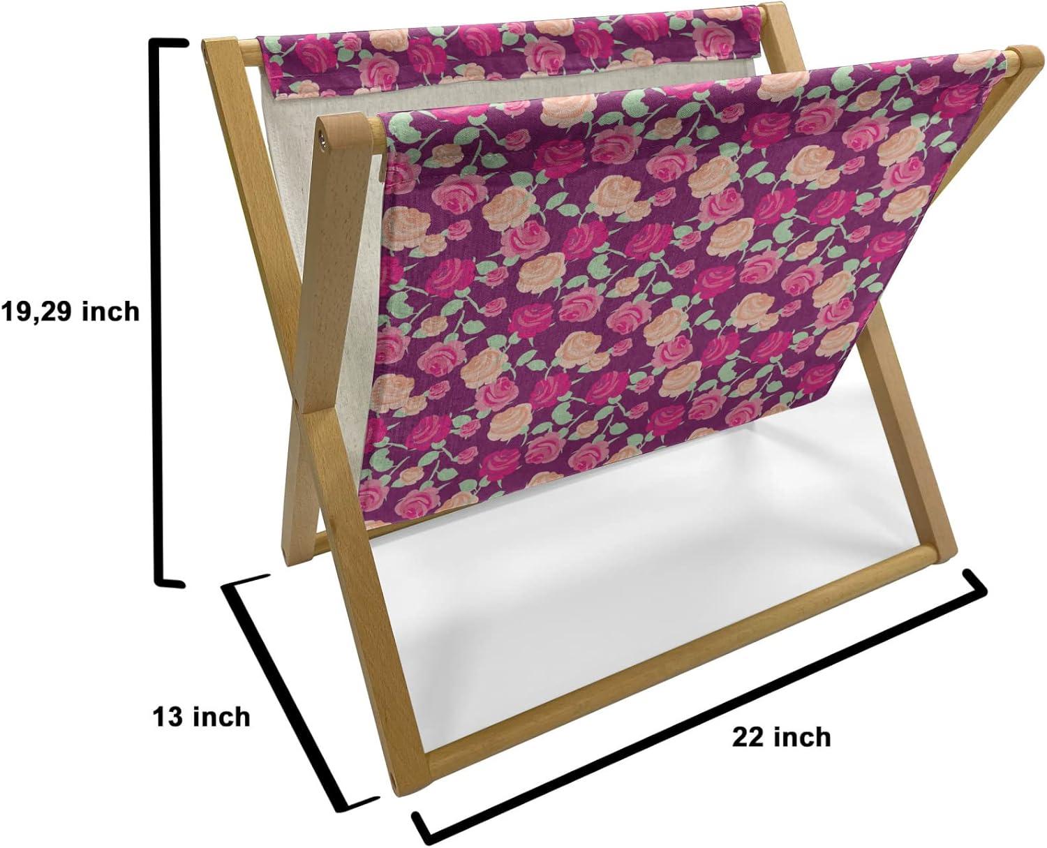 imageAmbesonne Rose Magazine and Book Holder Blossoming Romantic Valentines Day Themed Flowers Feminine Style Blooms Floor Rack Decor for Interior of Home amp Office 22 x 19 Magenta Peach and GreenMagenta Peach and Green