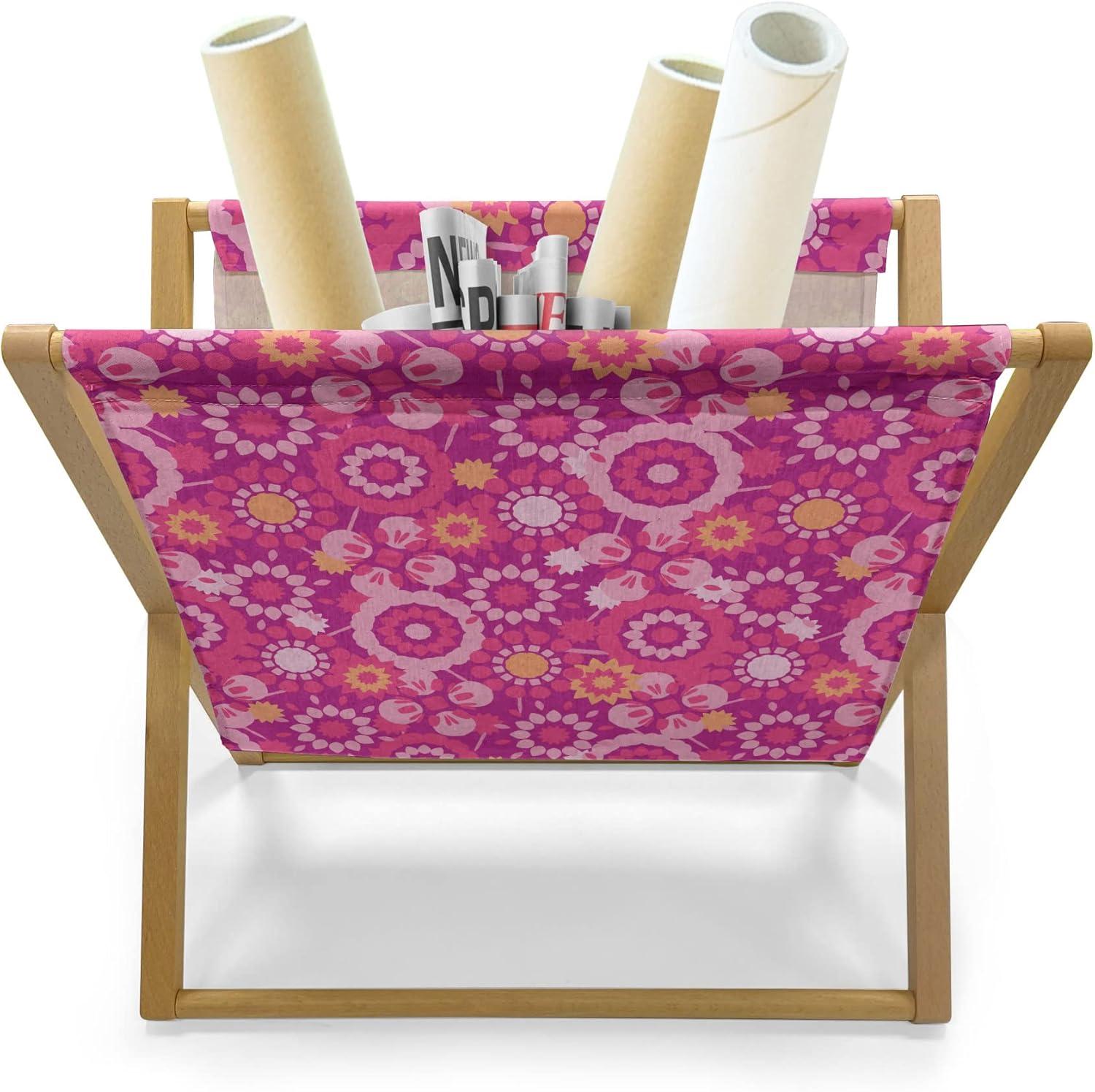 imageAmbesonne Valentines Day Magazine and Book Holder Abstract Hearts Lollipops Rhythmic Romance Illustration Floor Rack Decor for Interior of Home amp Office 22 x 19 Vermilion PearlMagenta and Orange