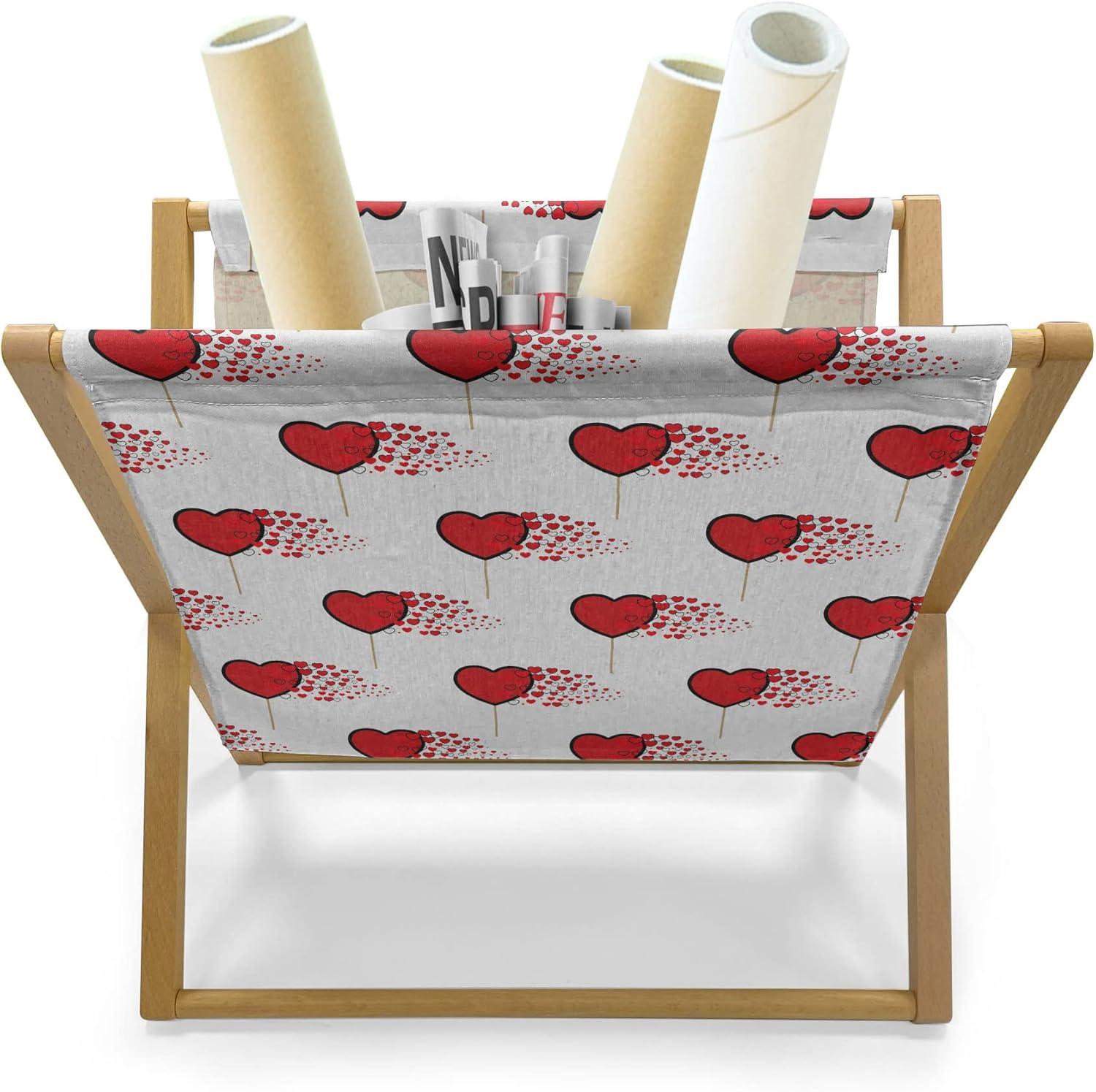 imageAmbesonne Valentines Day Magazine and Book Holder Abstract Hearts Lollipops Rhythmic Romance Illustration Floor Rack Decor for Interior of Home amp Office 22 x 19 Vermilion PearlVermilion Pearl