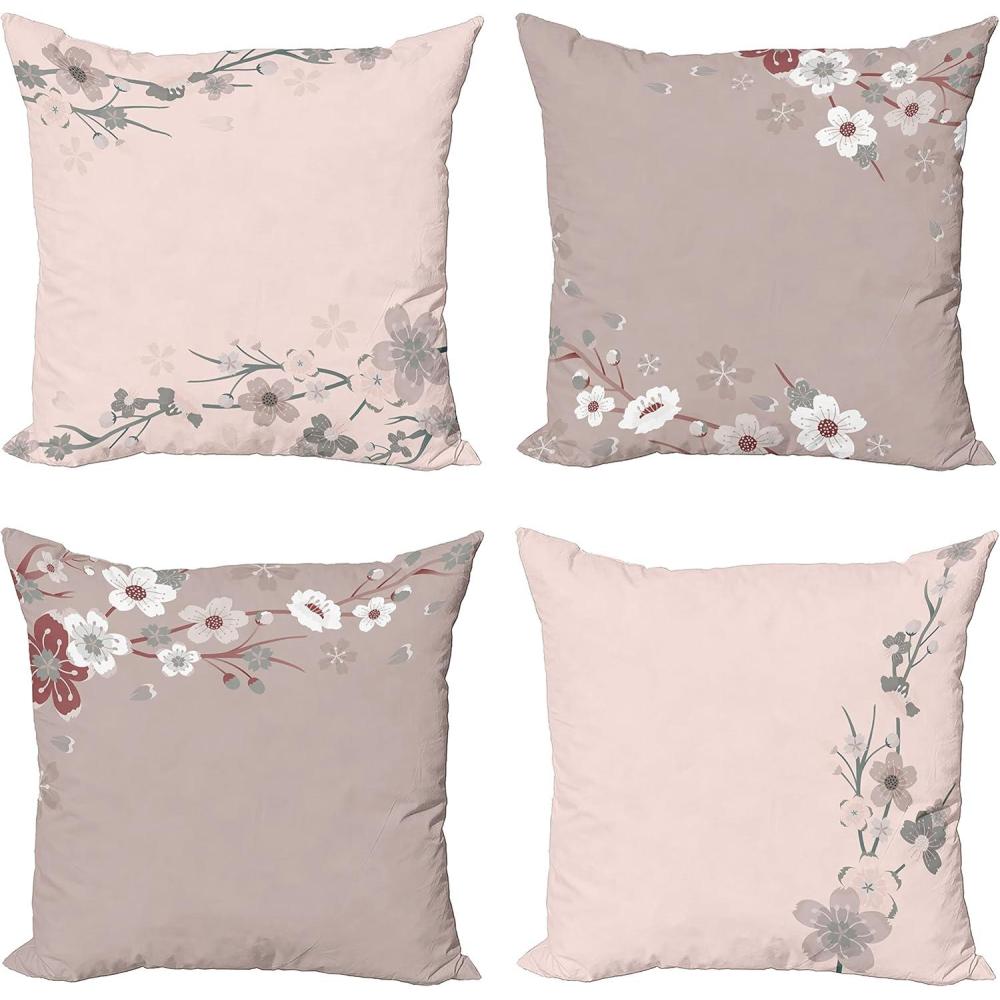 imageAmbesonne Chocolate Throw Pillow Cushion Case Pack of 4 Parquet Pattern in Wooden Style Geometric Design in Nature Inspired Art Modern Accent DoubleSided Digital Printing 20 Brown BeigePale Rose Warm Taupe