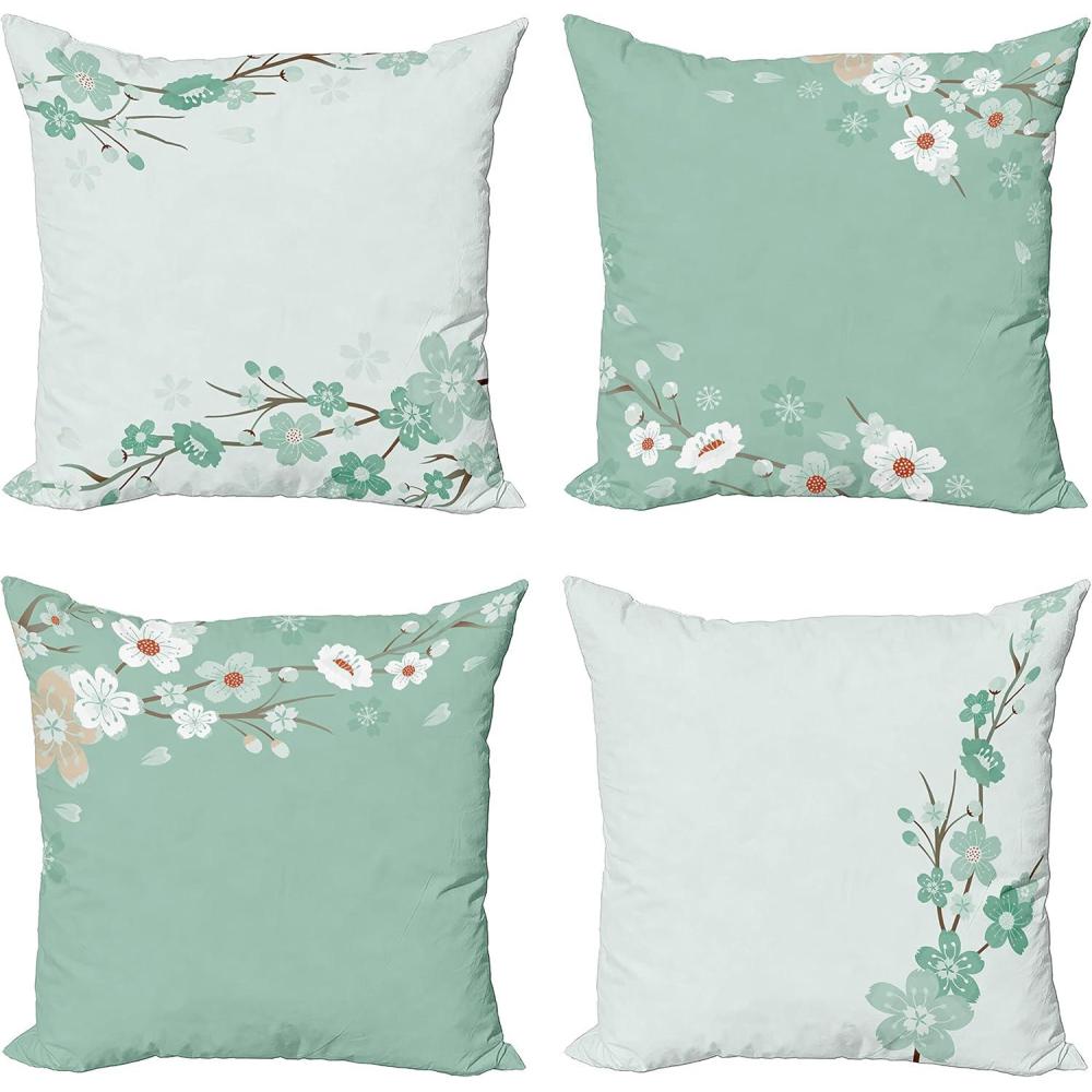 imageAmbesonne Chocolate Throw Pillow Cushion Case Pack of 4 Parquet Pattern in Wooden Style Geometric Design in Nature Inspired Art Modern Accent DoubleSided Digital Printing 20 Brown BeigeMint Green
