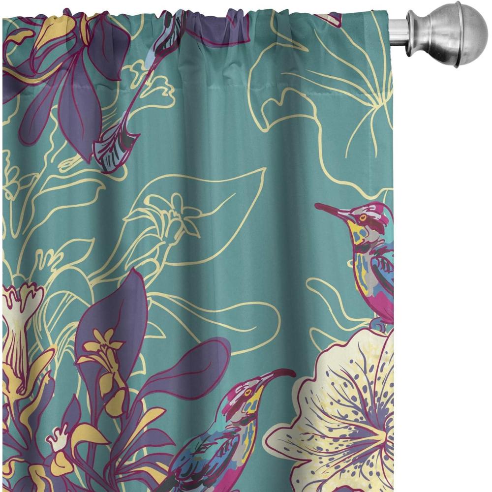 imageAmbesonne Ethnic Curtains Abstract Boho Vibe Oriental Rhombus Motifs Grunge Design with Neutral Colors Window Treatments 2 Panel Set for Living Room Bedroom Pair of 28 x 63 Seafoam PurpleblueSea Green Quartz and Mustard
