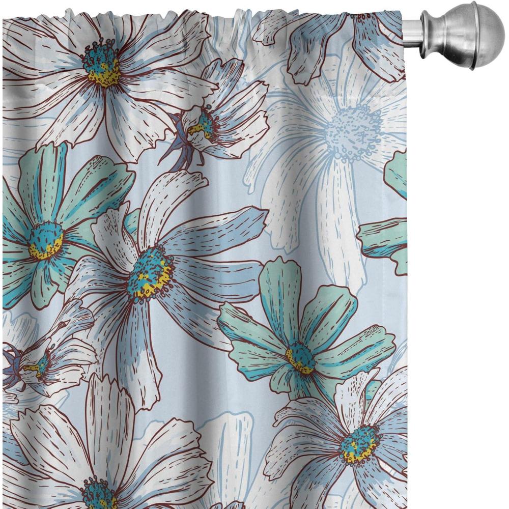 imageAmbesonne Ethnic Curtains Abstract Boho Vibe Oriental Rhombus Motifs Grunge Design with Neutral Colors Window Treatments 2 Panel Set for Living Room Bedroom Pair of 28 x 63 Seafoam PurpleblueTurquoise Ceil Blue White