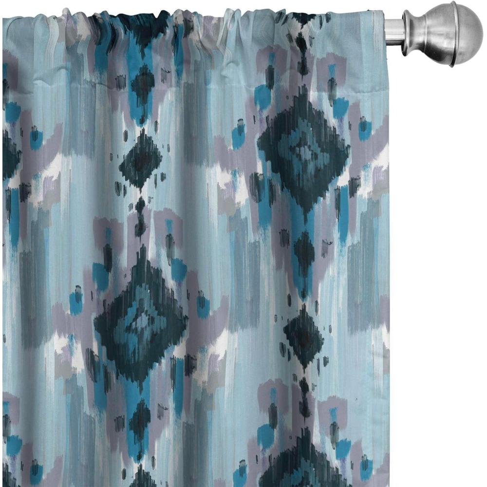 imageAmbesonne Ethnic Curtains Abstract Boho Vibe Oriental Rhombus Motifs Grunge Design with Neutral Colors Window Treatments 2 Panel Set for Living Room Bedroom Pair of 28 x 63 Seafoam PurpleblueSeafoam Purpleblue