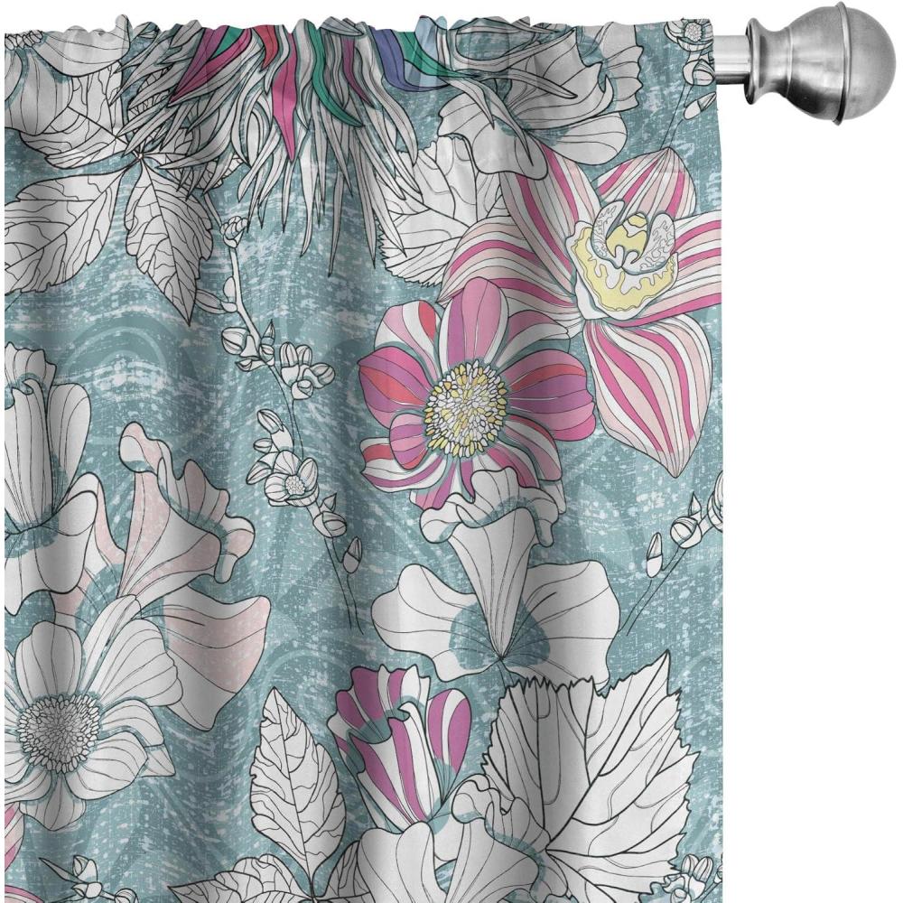 imageAmbesonne Ethnic Curtains Abstract Boho Vibe Oriental Rhombus Motifs Grunge Design with Neutral Colors Window Treatments 2 Panel Set for Living Room Bedroom Pair of 28 x 63 Seafoam PurpleblueHot Pink Seafoam and White