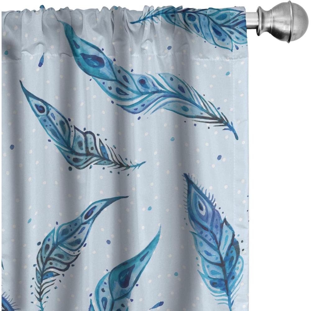 imageAmbesonne Ethnic Curtains Abstract Boho Vibe Oriental Rhombus Motifs Grunge Design with Neutral Colors Window Treatments 2 Panel Set for Living Room Bedroom Pair of 28 x 63 Seafoam PurplebluePale Azure Blue Sea