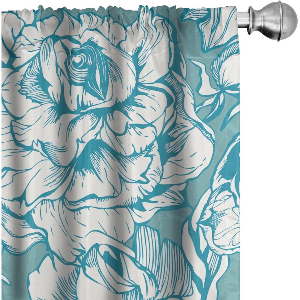 imageAmbesonne Ethnic Curtains Abstract Boho Vibe Oriental Rhombus Motifs Grunge Design with Neutral Colors Window Treatments 2 Panel Set for Living Room Bedroom Pair of 28 x 63 Seafoam PurpleblueCadet Blue and Off White