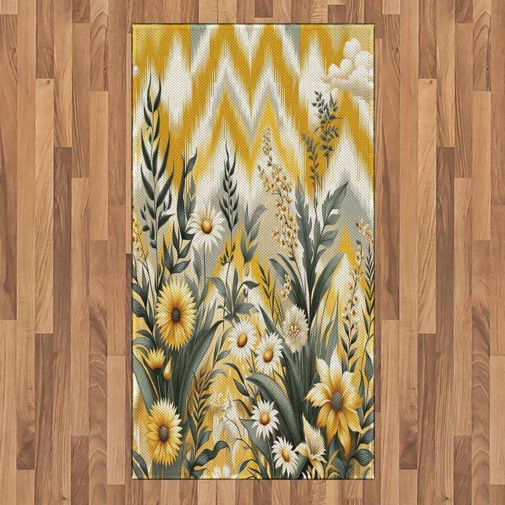 imageAmbesonne Eucalyptus Leaves Area Rug Gloomy Love of Nature on Neutral Watercolor Art Background Flat Woven Accent Rug for Living Room Bedroom Dining Room 2 6 x 5 Mustard and Reseda GreenMustard and Laurel Green