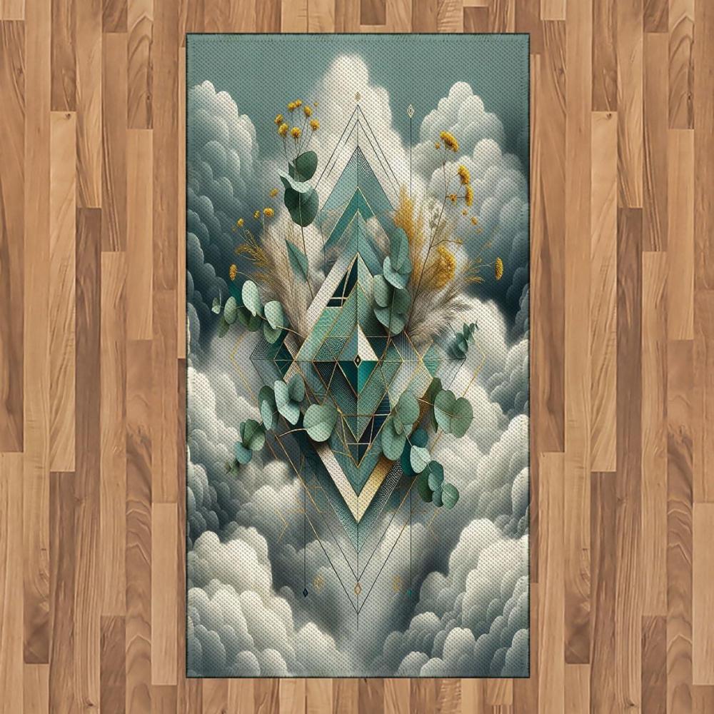 imageAmbesonne Eucalyptus Leaves Area Rug Gloomy Love of Nature on Neutral Watercolor Art Background Flat Woven Accent Rug for Living Room Bedroom Dining Room 2 6 x 5 Mustard and Reseda GreenGrey Teal Earth Yellow