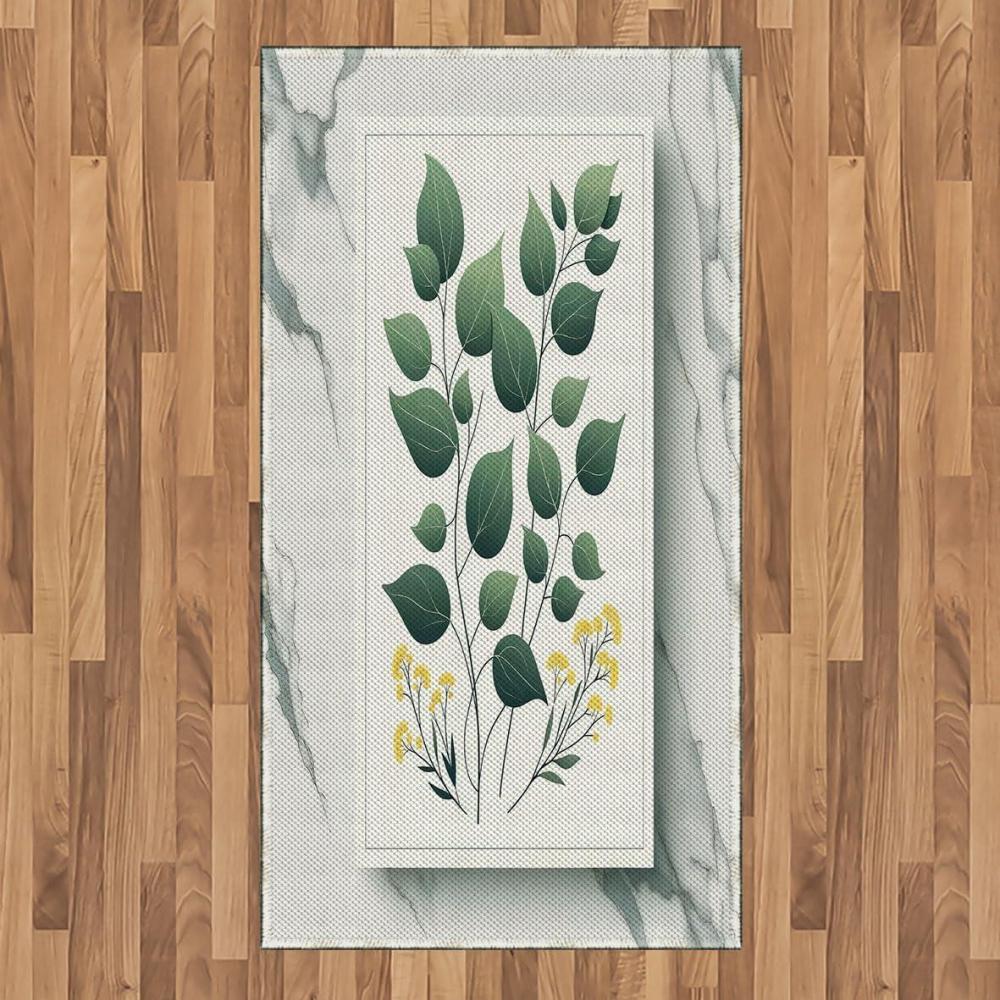 imageAmbesonne Eucalyptus Leaves Area Rug Gloomy Love of Nature on Neutral Watercolor Art Background Flat Woven Accent Rug for Living Room Bedroom Dining Room 2 6 x 5 Mustard and Reseda GreenReseda Green Yellow Grey