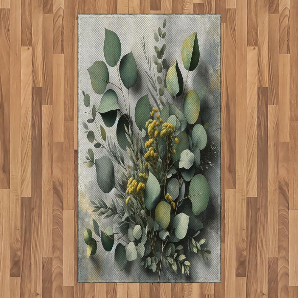 imageAmbesonne Eucalyptus Leaves Area Rug Gloomy Love of Nature on Neutral Watercolor Art Background Flat Woven Accent Rug for Living Room Bedroom Dining Room 2 6 x 5 Mustard and Reseda GreenMustard and Reseda Green