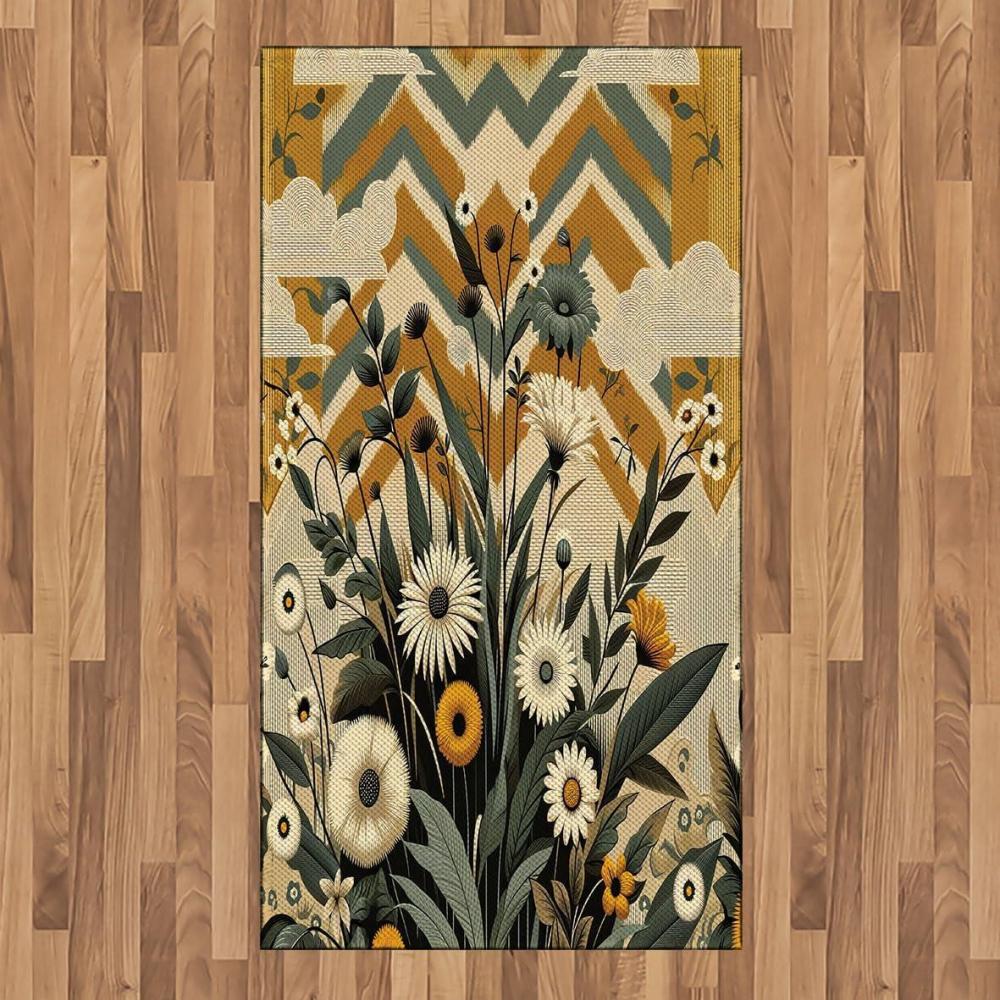 imageAmbesonne Eucalyptus Leaves Area Rug Gloomy Love of Nature on Neutral Watercolor Art Background Flat Woven Accent Rug for Living Room Bedroom Dining Room 2 6 x 5 Mustard and Reseda GreenAmber Laurel Green