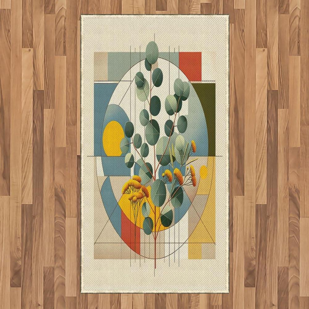 imageAmbesonne Eucalyptus Leaves Area Rug Gloomy Love of Nature on Neutral Watercolor Art Background Flat Woven Accent Rug for Living Room Bedroom Dining Room 2 6 x 5 Mustard and Reseda GreenLaurel Green Multicolor
