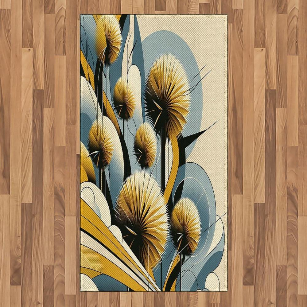 imageAmbesonne Eucalyptus Leaves Area Rug Gloomy Love of Nature on Neutral Watercolor Art Background Flat Woven Accent Rug for Living Room Bedroom Dining Room 2 6 x 5 Mustard and Reseda GreenMustard Blue Grey Cream