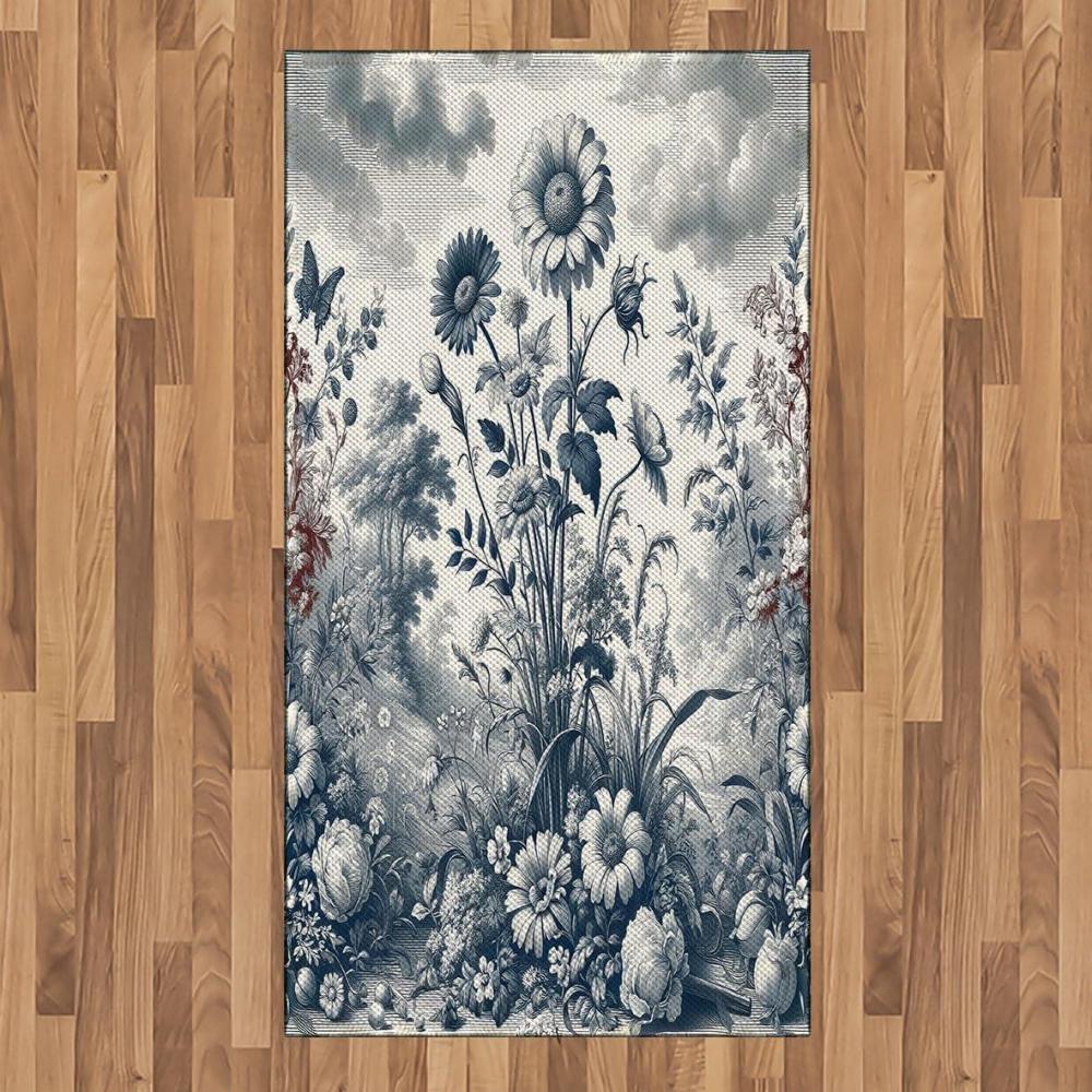 imageAmbesonne Eucalyptus Leaves Area Rug Gloomy Love of Nature on Neutral Watercolor Art Background Flat Woven Accent Rug for Living Room Bedroom Dining Room 2 6 x 5 Mustard and Reseda GreenSlate Blue and Burgundy