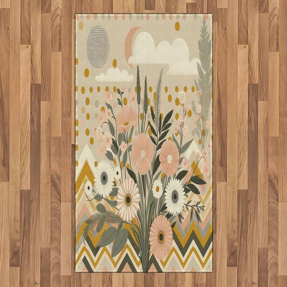 imageAmbesonne Eucalyptus Leaves Area Rug Gloomy Love of Nature on Neutral Watercolor Art Background Flat Woven Accent Rug for Living Room Bedroom Dining Room 2 6 x 5 Mustard and Reseda GreenBlush Eggshell Amber