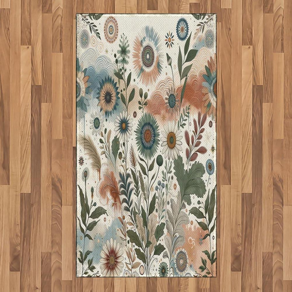 imageAmbesonne Eucalyptus Leaves Area Rug Gloomy Love of Nature on Neutral Watercolor Art Background Flat Woven Accent Rug for Living Room Bedroom Dining Room 2 6 x 5 Mustard and Reseda GreenPale Rose Slate Blue