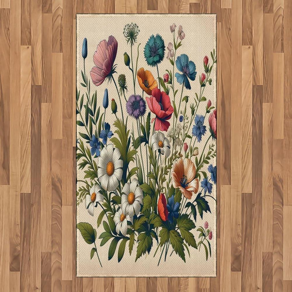 imageAmbesonne Eucalyptus Leaves Area Rug Gloomy Love of Nature on Neutral Watercolor Art Background Flat Woven Accent Rug for Living Room Bedroom Dining Room 2 6 x 5 Mustard and Reseda GreenChampagne and Multicolor