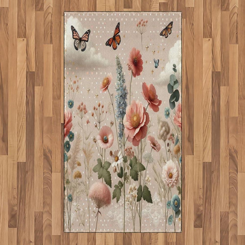imageAmbesonne Eucalyptus Leaves Area Rug Gloomy Love of Nature on Neutral Watercolor Art Background Flat Woven Accent Rug for Living Room Bedroom Dining Room 2 6 x 5 Mustard and Reseda GreenRose Warm Taupe Green