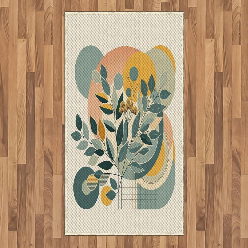 imageAmbesonne Eucalyptus Leaves Area Rug Gloomy Love of Nature on Neutral Watercolor Art Background Flat Woven Accent Rug for Living Room Bedroom Dining Room 2 6 x 5 Mustard and Reseda GreenOrange Dark Sea Green