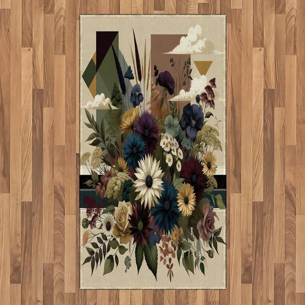 imageAmbesonne Eucalyptus Leaves Area Rug Gloomy Love of Nature on Neutral Watercolor Art Background Flat Woven Accent Rug for Living Room Bedroom Dining Room 2 6 x 5 Mustard and Reseda GreenEggshell Maroon Green