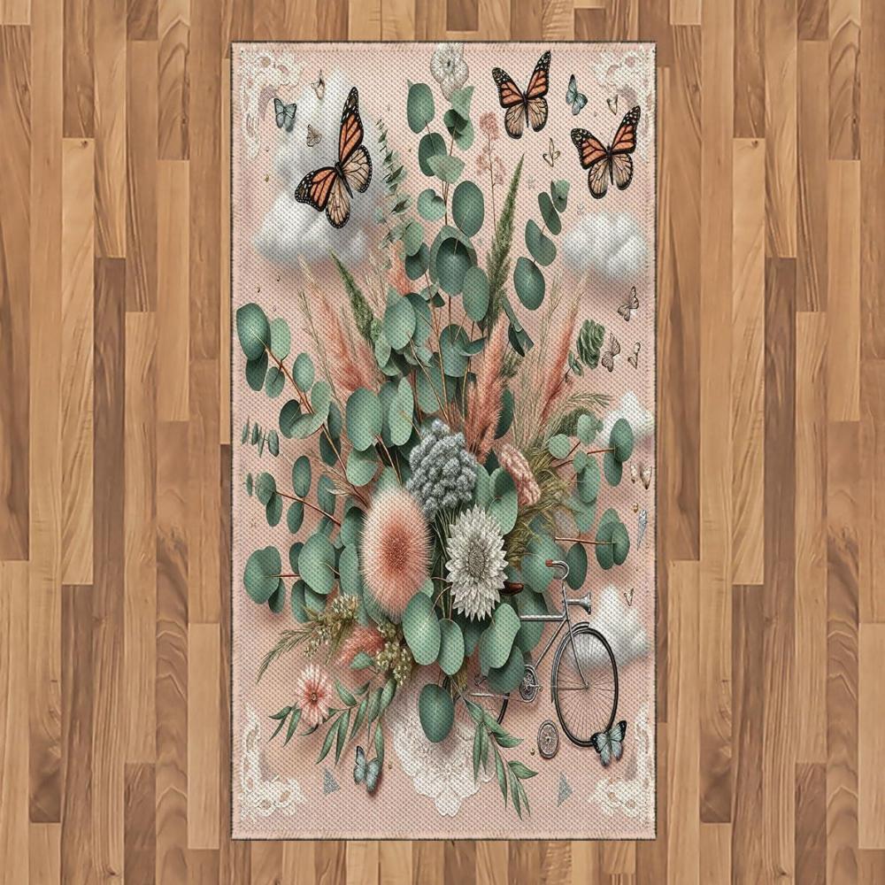 imageAmbesonne Eucalyptus Leaves Area Rug Gloomy Love of Nature on Neutral Watercolor Art Background Flat Woven Accent Rug for Living Room Bedroom Dining Room 2 6 x 5 Mustard and Reseda GreenPale Rose Laurel Green