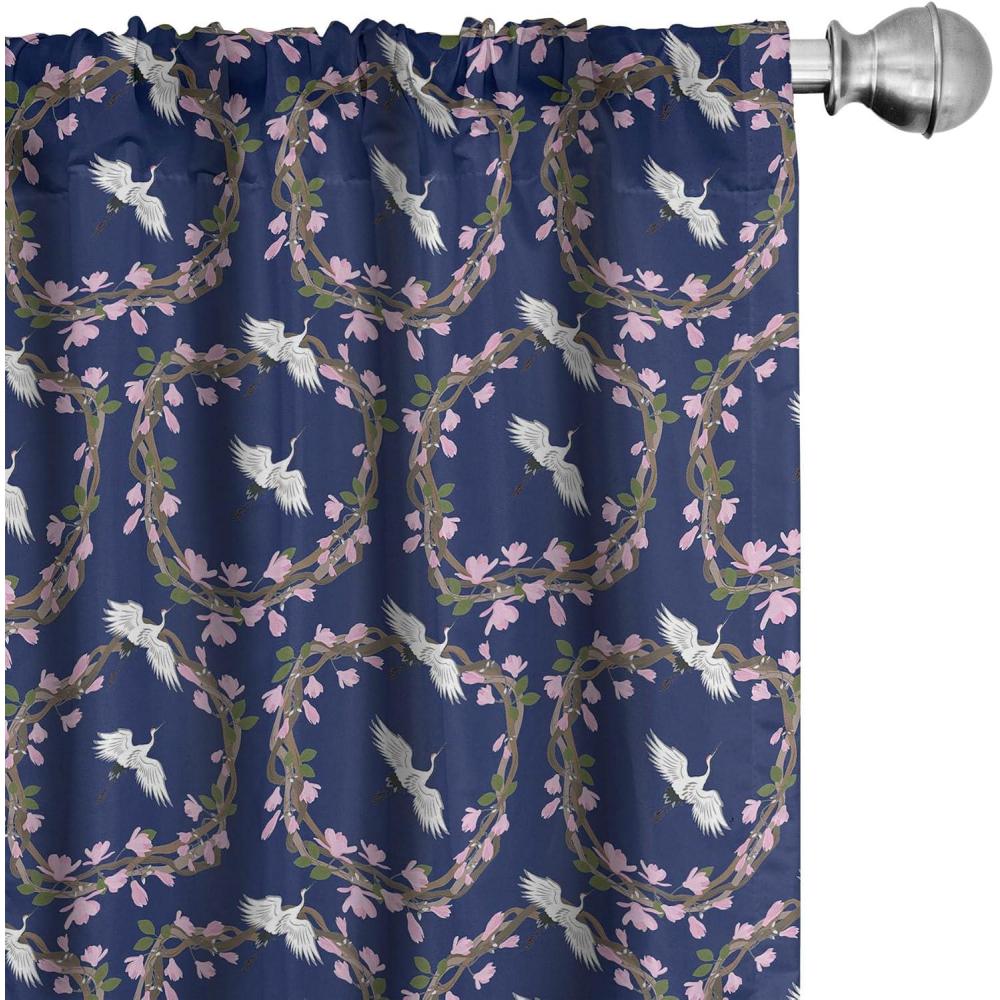imageAmbesonne Floral Curtains Flower Branches Blossoming in Minimalist Design Neutral Botanical Window Treatments 2 Panel Set for Living Room Bedroom Pair of  28 x 84 Taupe Grey and Dark Blue GreyNight Blue and Pale Pink