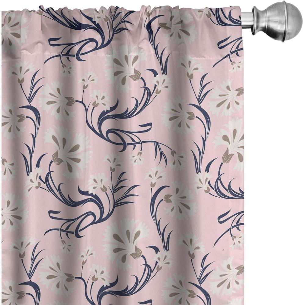 imageAmbesonne Floral Curtains Flower Branches Blossoming in Minimalist Design Neutral Botanical Window Treatments 2 Panel Set for Living Room Bedroom Pair of  28 x 84 Taupe Grey and Dark Blue GreySoft Pink Umber and Indigo