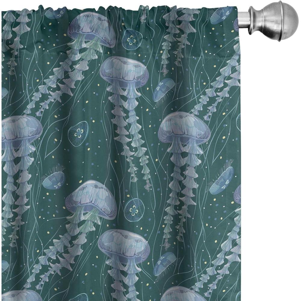 imageAmbesonne Floral Curtains Flower Branches Blossoming in Minimalist Design Neutral Botanical Window Treatments 2 Panel Set for Living Room Bedroom Pair of 28 x 84 Taupe Grey and Dark Blue GreyHunter Green and Ceil Blue