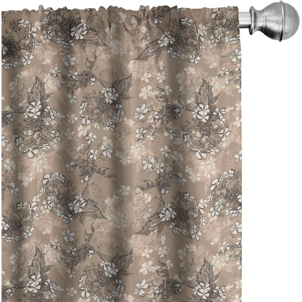 imageAmbesonne Floral Curtains Flower Branches Blossoming in Minimalist Design Neutral Botanical Window Treatments 2 Panel Set for Living Room Bedroom Pair of 28 x 84 Taupe Grey and Dark Blue GreyWarm Taupe and Champagne