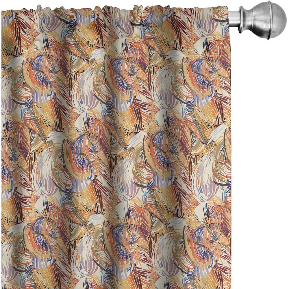 imageAmbesonne Floral Curtains Flower Branches Blossoming in Minimalist Design Neutral Botanical Window Treatments 2 Panel Set for Living Room Bedroom Pair of 28 x 84 Taupe Grey and Dark Blue GreyMarigold and Multicolor