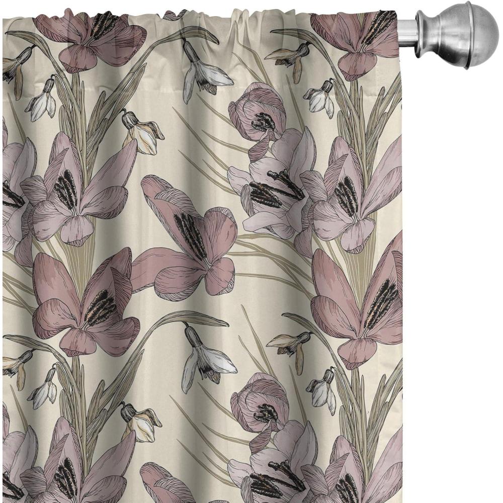 imageAmbesonne Floral Curtains Flower Branches Blossoming in Minimalist Design Neutral Botanical Window Treatments 2 Panel Set for Living Room Bedroom Pair of  28 x 84 Taupe Grey and Dark Blue GreySage Green Dried Rose