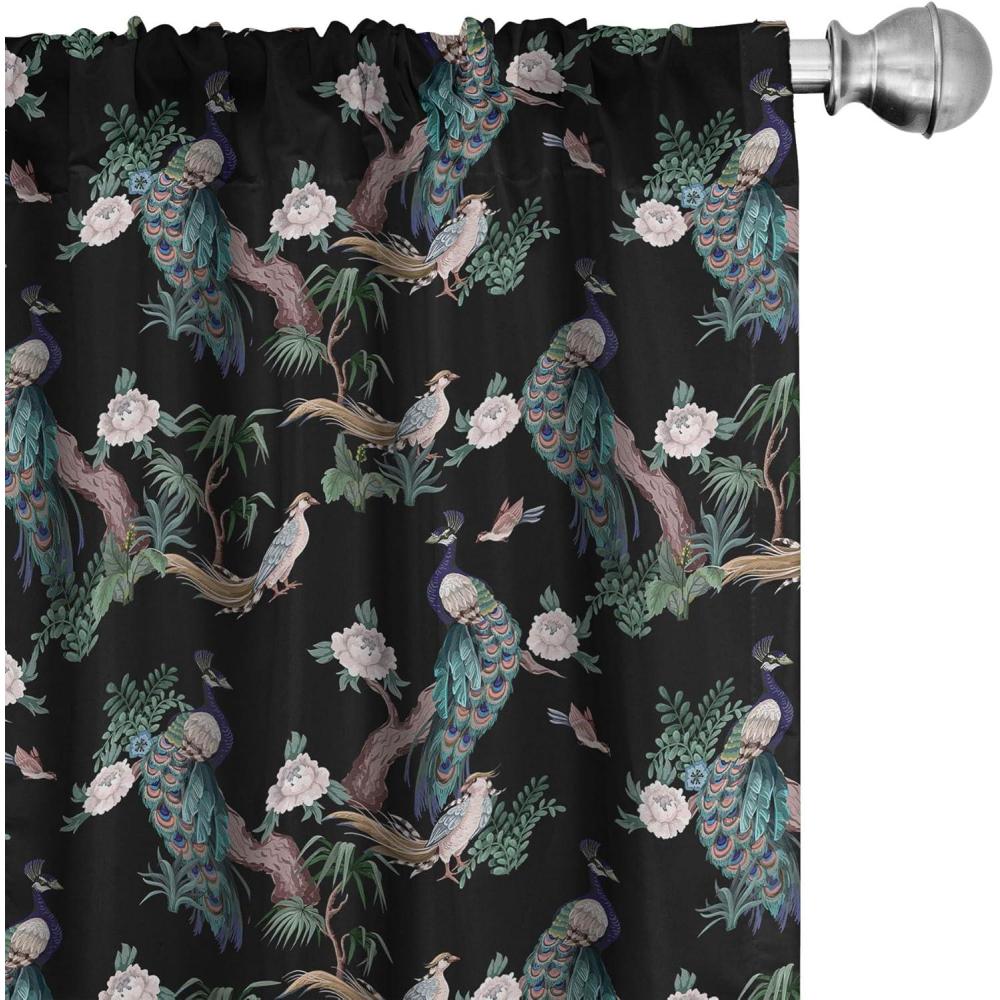imageAmbesonne Floral Curtains Flower Branches Blossoming in Minimalist Design Neutral Botanical Window Treatments 2 Panel Set for Living Room Bedroom Pair of 28 x 84 Taupe Grey and Dark Blue GreyBlack Coral and Teal