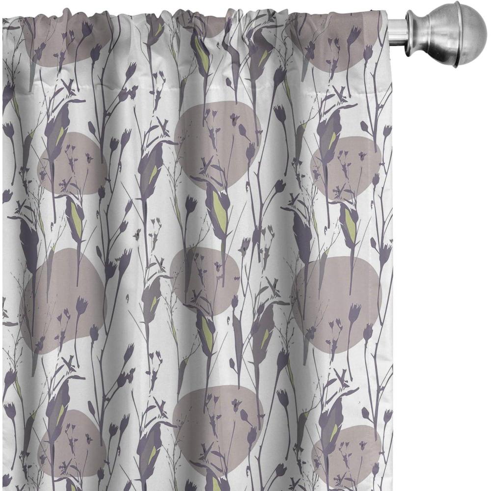 imageAmbesonne Floral Curtains Flower Branches Blossoming in Minimalist Design Neutral Botanical Window Treatments 2 Panel Set for Living Room Bedroom Pair of 28 x 84 Taupe Grey and Dark Blue GreyDark Purple Grey and White