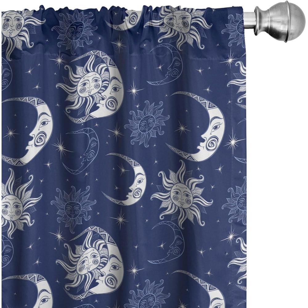 imageAmbesonne Floral Curtains Flower Branches Blossoming in Minimalist Design Neutral Botanical Window Treatments 2 Panel Set for Living Room Bedroom Pair of  28 x 84 Taupe Grey and Dark Blue GreyNight Blue White
