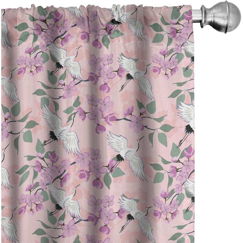 imageAmbesonne Floral Curtains Flower Branches Blossoming in Minimalist Design Neutral Botanical Window Treatments 2 Panel Set for Living Room Bedroom Pair of 28 x 84 Taupe Grey and Dark Blue GreyPale Purple Rose Green