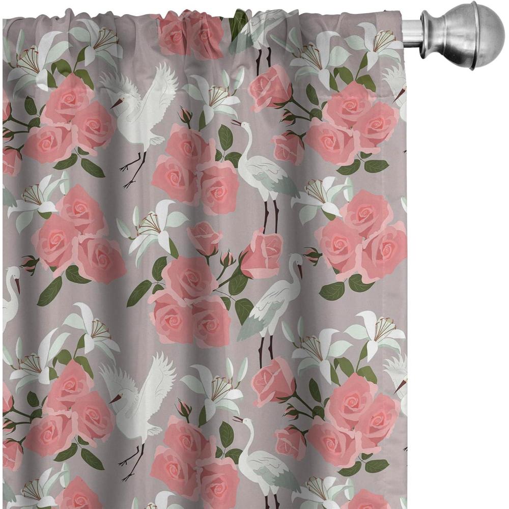 imageAmbesonne Floral Curtains Flower Branches Blossoming in Minimalist Design Neutral Botanical Window Treatments 2 Panel Set for Living Room Bedroom Pair of  28 x 84 Taupe Grey and Dark Blue GreyPale Mauve and Dried Rose