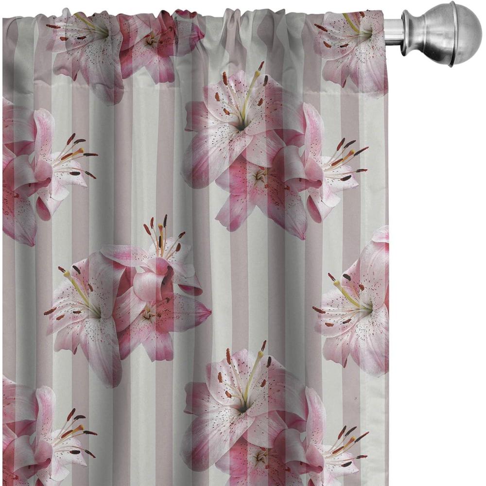 imageAmbesonne Floral Curtains Flower Branches Blossoming in Minimalist Design Neutral Botanical Window Treatments 2 Panel Set for Living Room Bedroom Pair of  28 x 84 Taupe Grey and Dark Blue GreyPink Mauve Eggshell