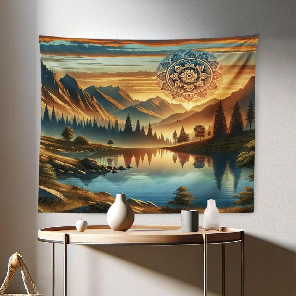 imageAmbesonne Flower Tapestry Modern Lines Leafy Eucalyptus Pattern with Tender Sunflower and Peony Fabric Wall Hanging Decor for Bedroom Living Room Dorm 28 X 23 Grey Teal Laurel GreenPale Vermilion Sea Blue