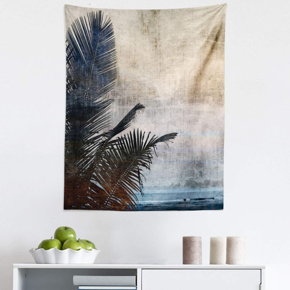 imageAmbesonne Flower Tapestry Modern Lines Leafy Eucalyptus Pattern with Tender Sunflower and Peony Fabric Wall Hanging Decor for Bedroom Living Room Dorm 28 X 23 Grey Teal Laurel GreenBeige Navy
