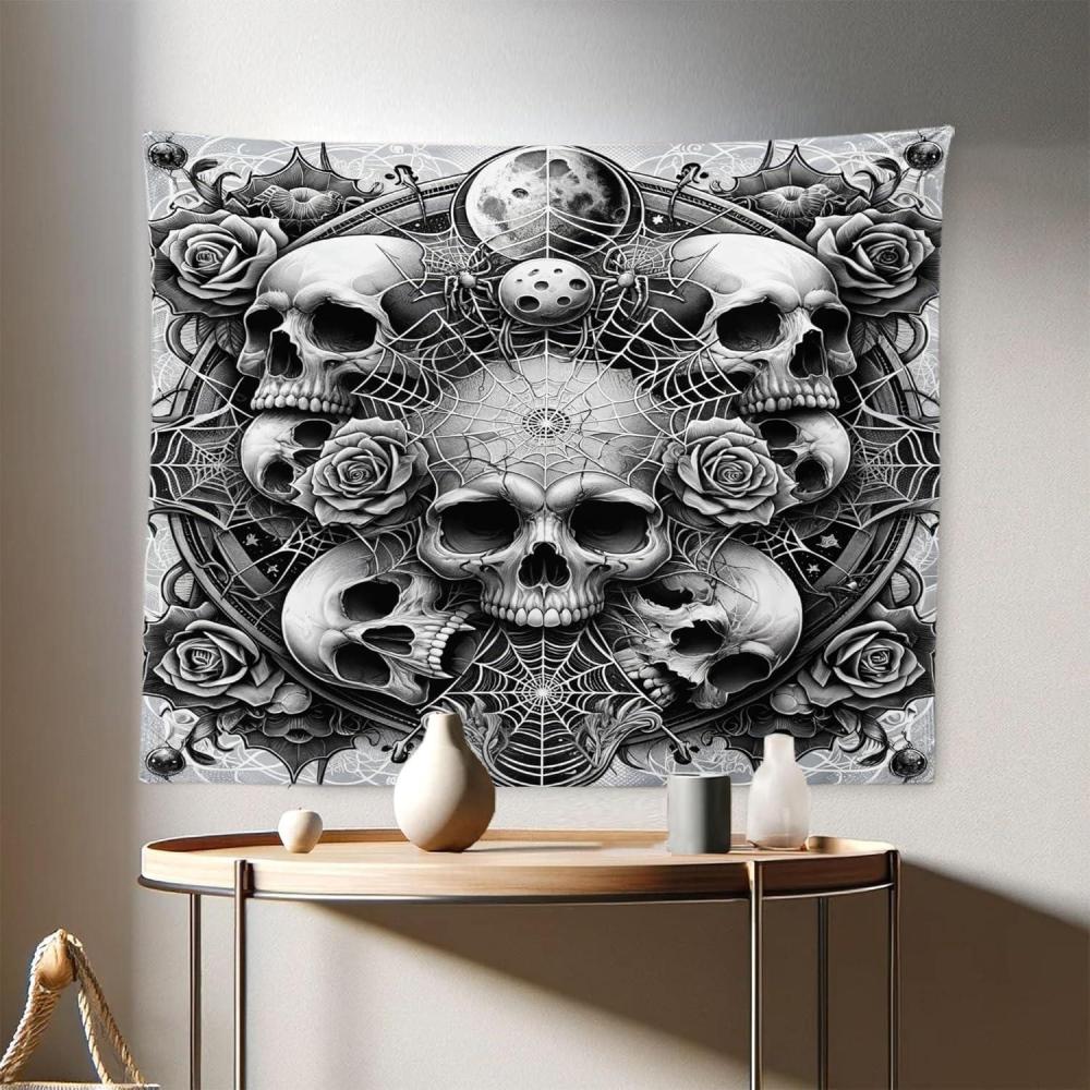 imageAmbesonne Flower Tapestry Modern Lines Leafy Eucalyptus Pattern with Tender Sunflower and Peony Fabric Wall Hanging Decor for Bedroom Living Room Dorm 28 X 23 Grey Teal Laurel GreenPale Grey Dark Grey White