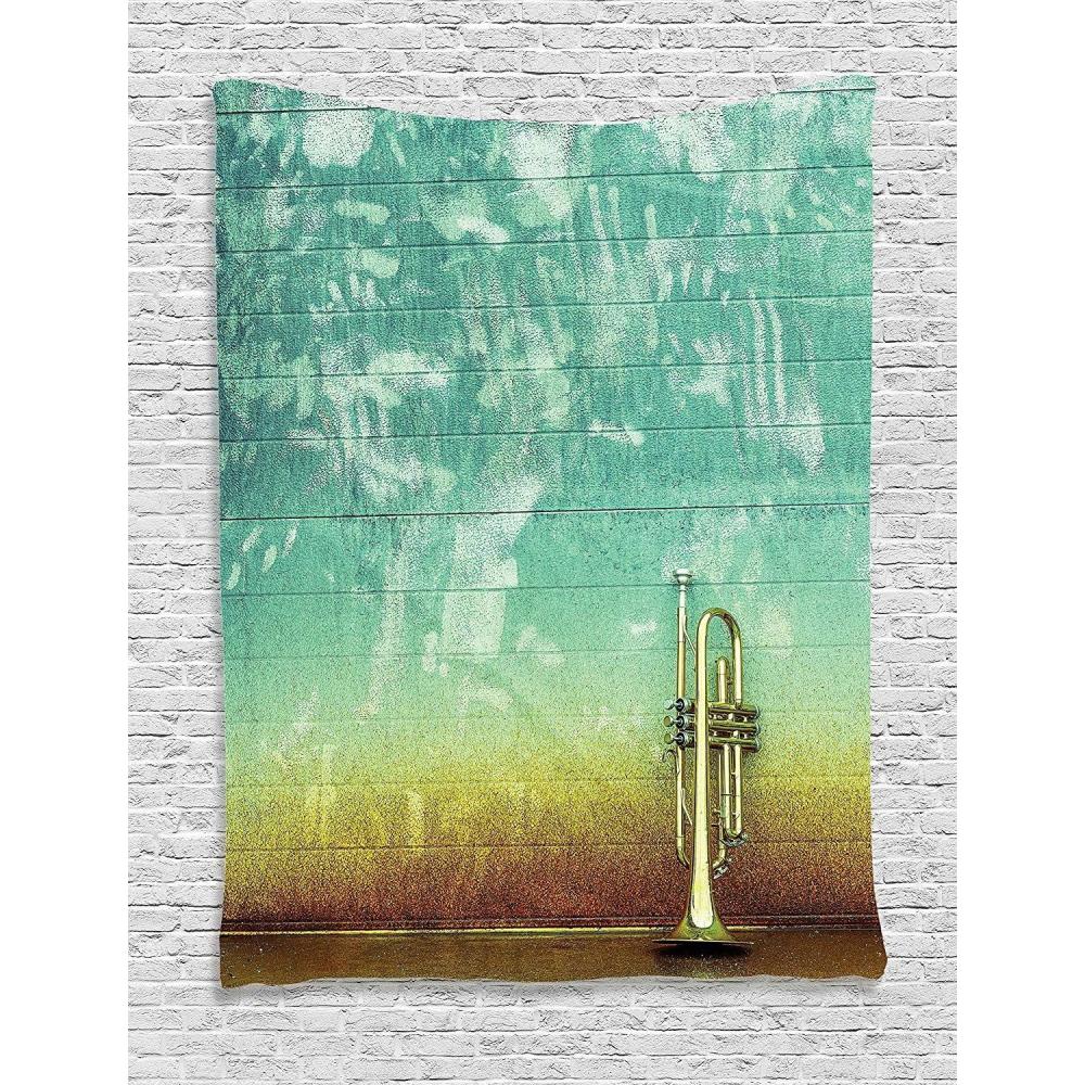 imageAmbesonne Flower Tapestry Modern Lines Leafy Eucalyptus Pattern with Tender Sunflower and Peony Fabric Wall Hanging Decor for Bedroom Living Room Dorm 28 X 23 Grey Teal Laurel GreenTeal Brown