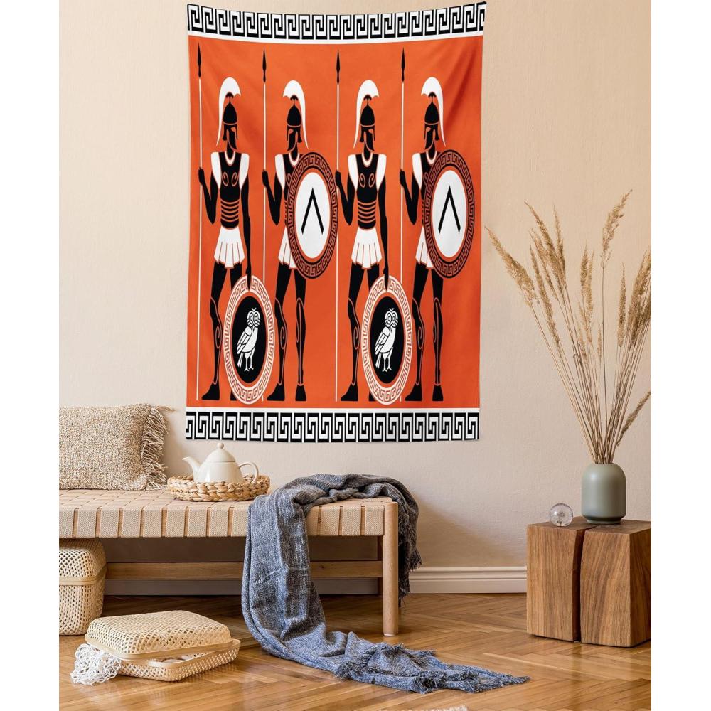 imageAmbesonne Flower Tapestry Modern Lines Leafy Eucalyptus Pattern with Tender Sunflower and Peony Fabric Wall Hanging Decor for Bedroom Living Room Dorm 28 X 23 Grey Teal Laurel GreenOrange Black White